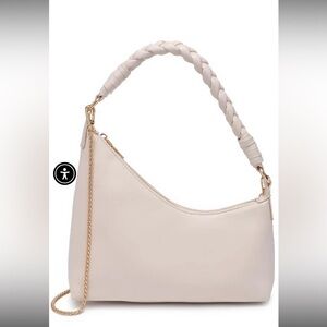NWT Urban Expressions Vegan Leather Asymmetrical Taylor Shoulder Bag in Oatmilk